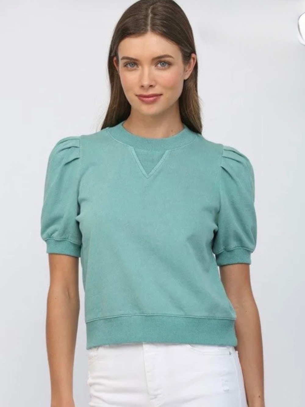 FATE Bubble sleeve top Teal M - Picture 2 of 7